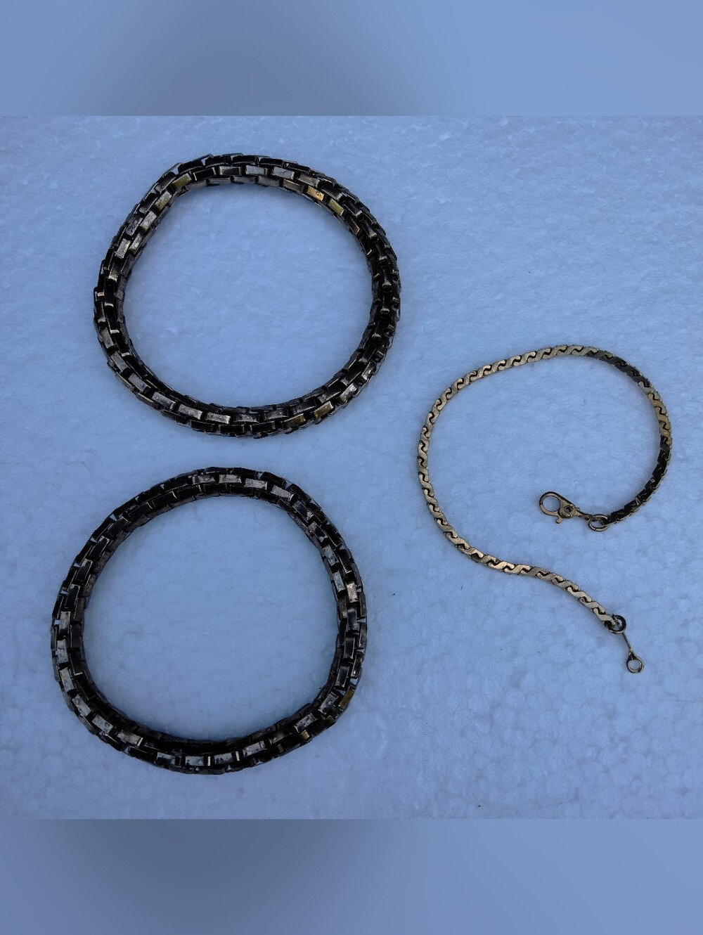 Gold Tone Bracelet Lot - 1 Monet Chain Bracelet + 2 Mesh Stretch Bracelets